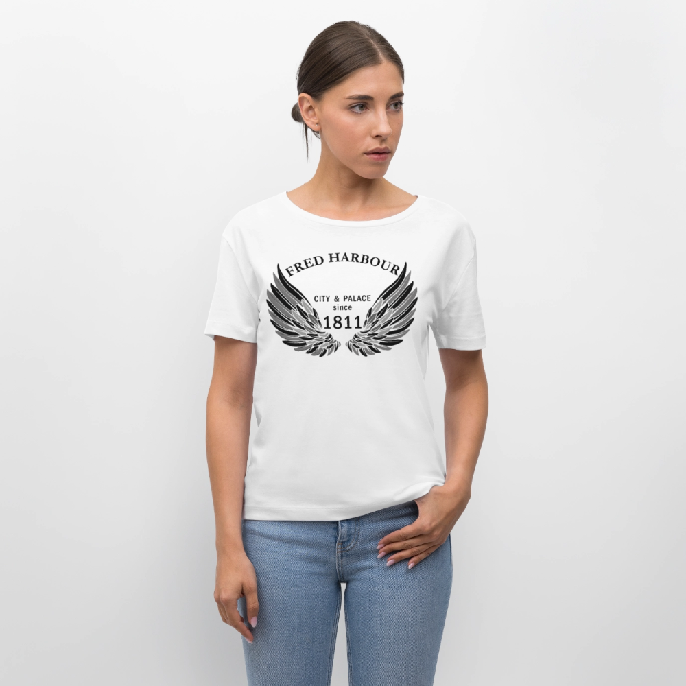 Relaxed Rundhals Women T-Shirt "Wings" - Weiß