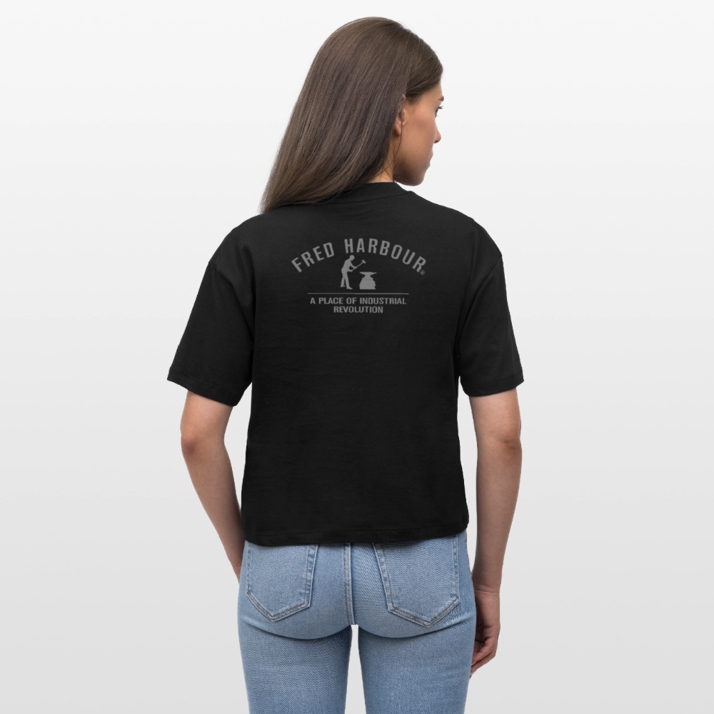 Women Boxy T-Shirt „Fisher Village“ - Schwarz