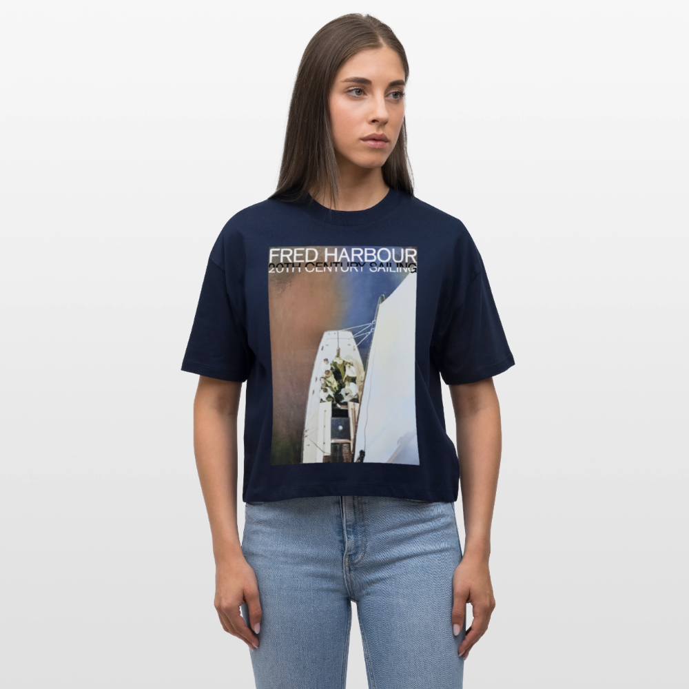 Women Boxy T-Shirt  "Sailing III" - Navy