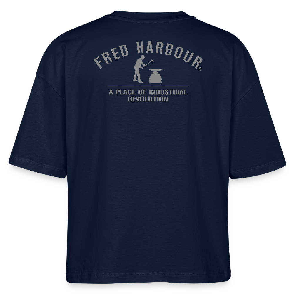 Women Boxy T-Shirt   „Fisher Village“ - Navy