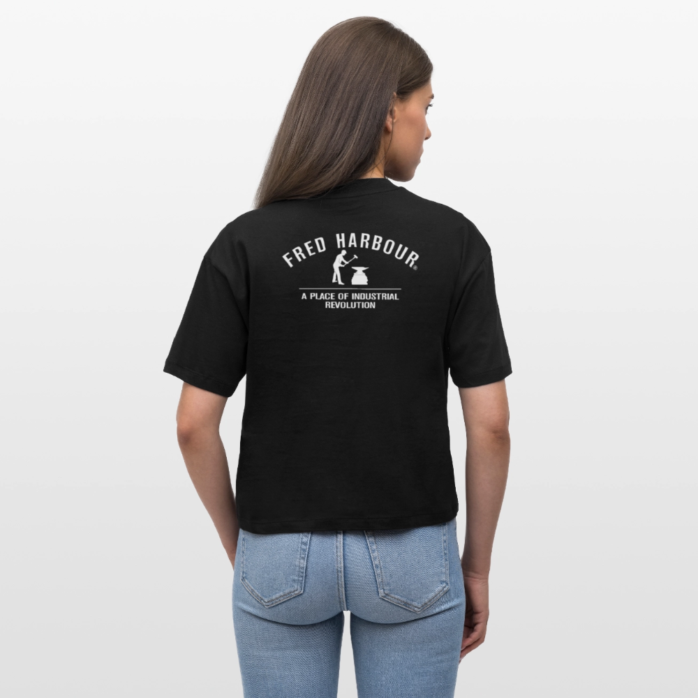 Women Boxy T-Shirt "Alps" - Schwarz