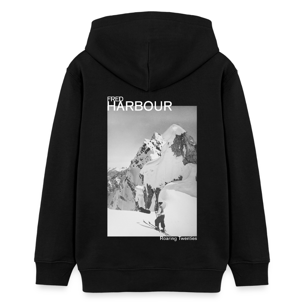 Teenager Unisex Hoodie "Ski & Dog" - Schwarz