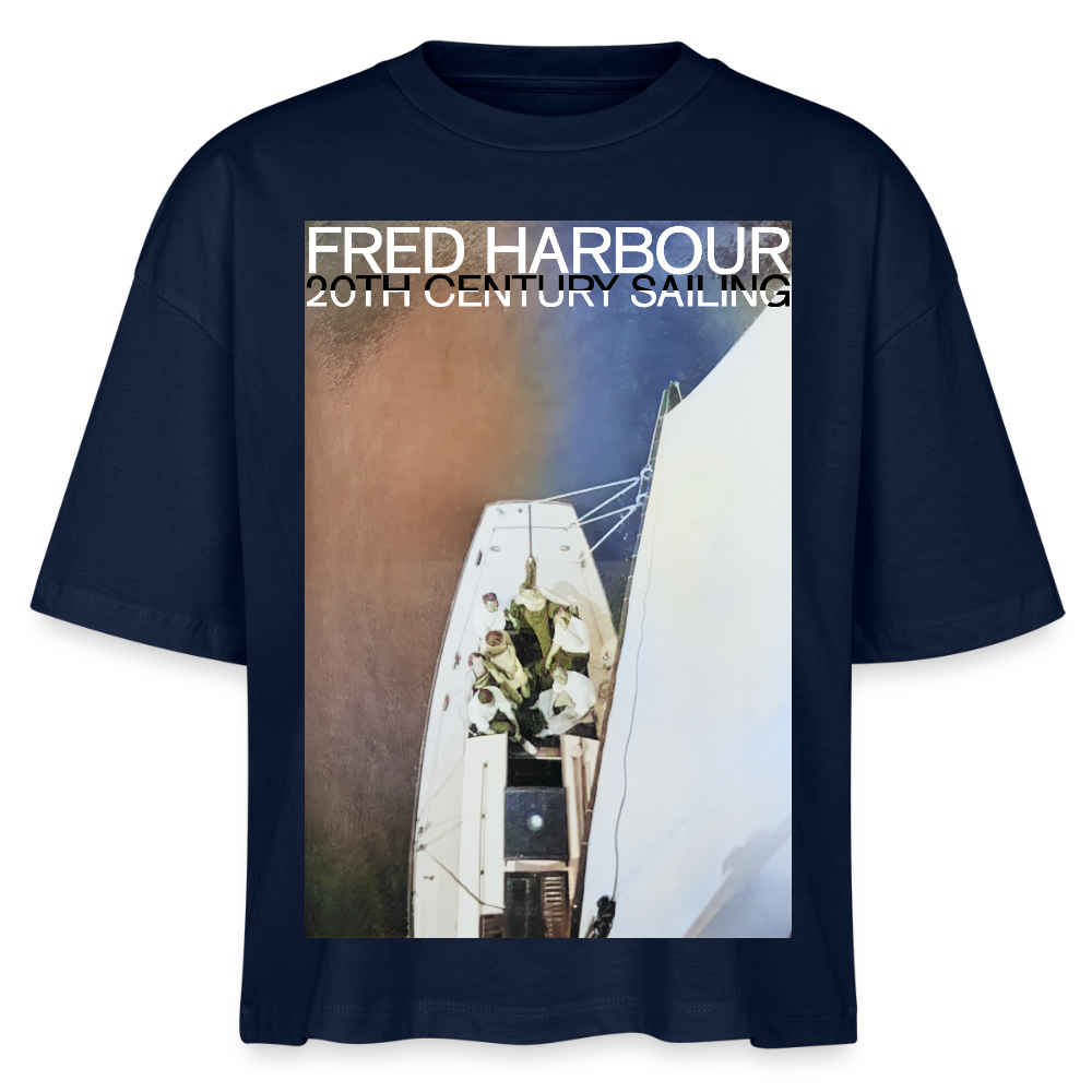 Women Boxy T-Shirt  "Sailing III" - Navy