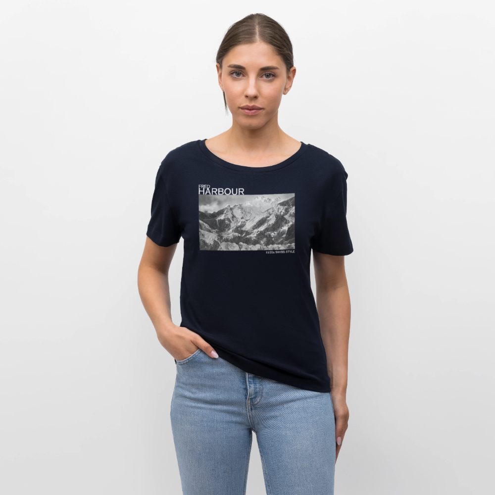 Relaxed Rundhals Women T-Shirt  "Alps" - Navy