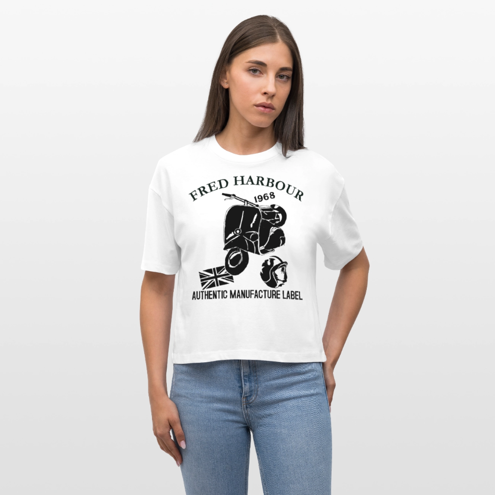 Women Boxy T-Shirt  "MOD RIDE-sw" - Weiß