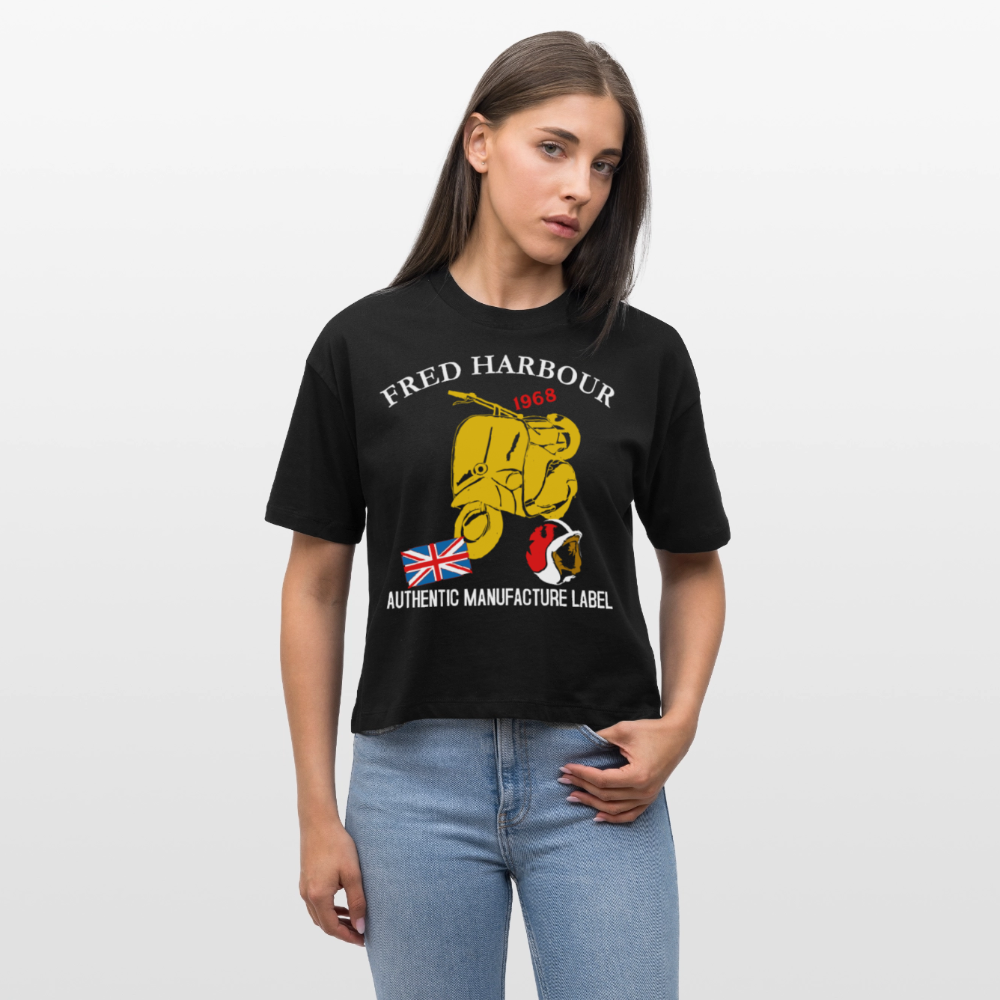 Women Boxy T-Shirt "MOD RIDE" - Schwarz