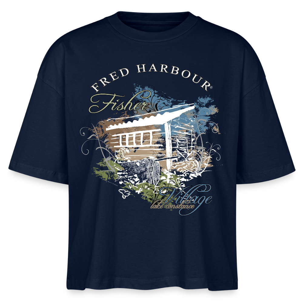 Women Boxy T-Shirt   „Fisher Village“ - Navy