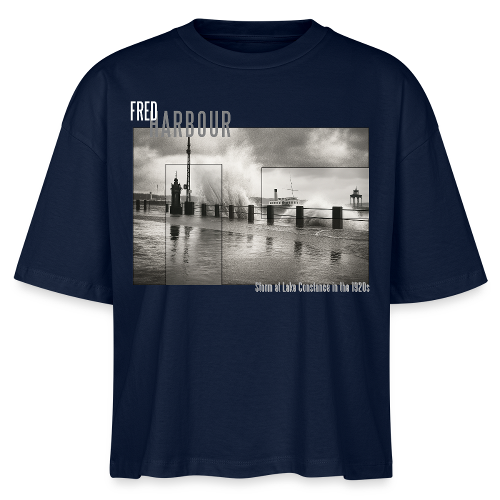 Women Boxy T-Shirt  "Storm" - Navy
