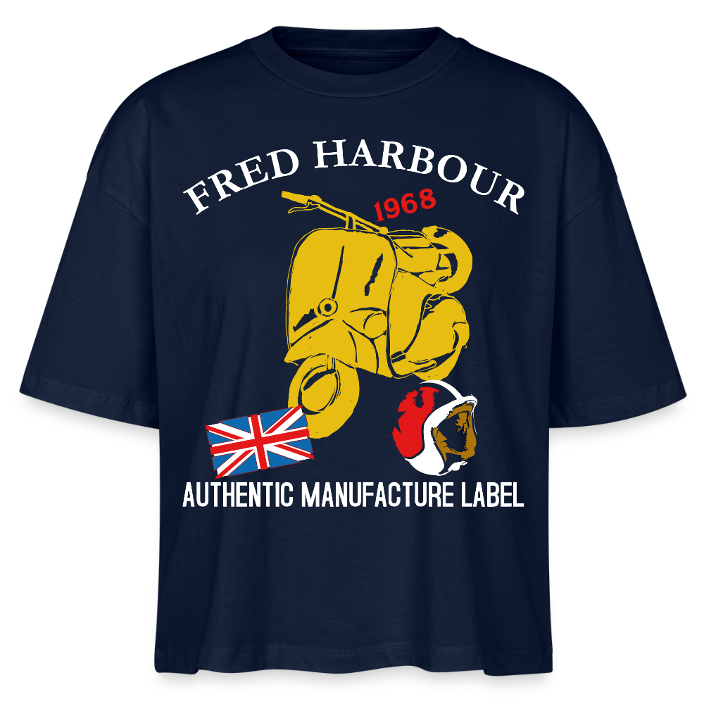 Women Boxy T-Shirt "MOD RIDE" - Navy