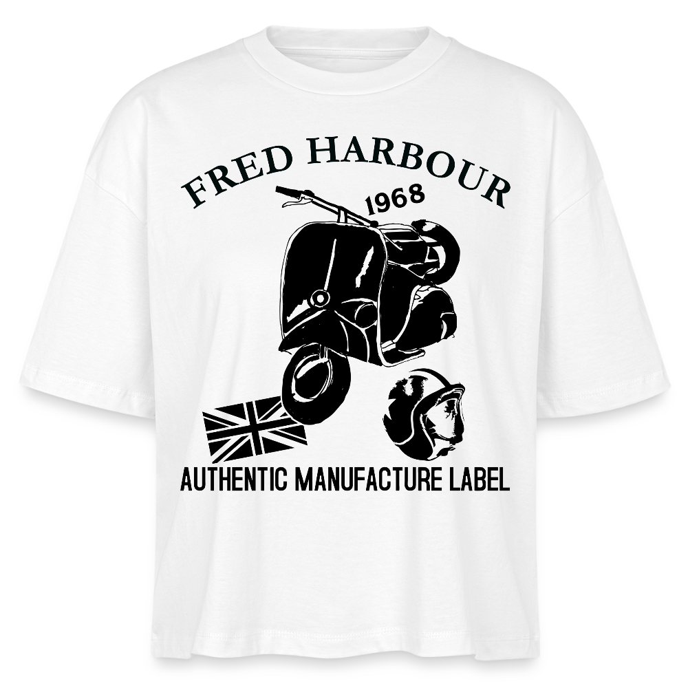 Women Boxy T-Shirt"MOD RIDE-sw" - Weiß