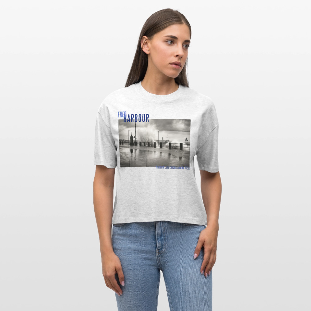 Women Boxy T-Shirt  "Storm" - Weiß meliert