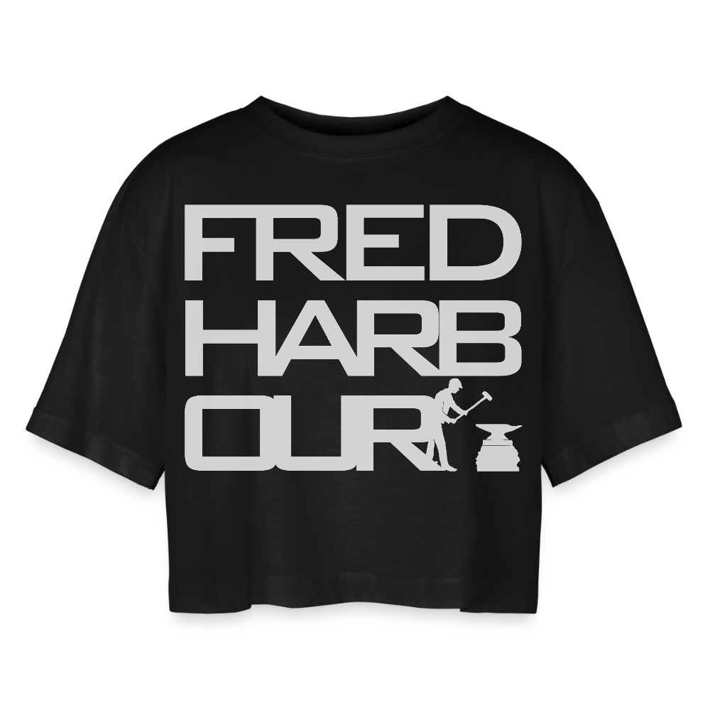 Frauen Oversized Cropped T-Shirt "FRD Sport" - Schwarz