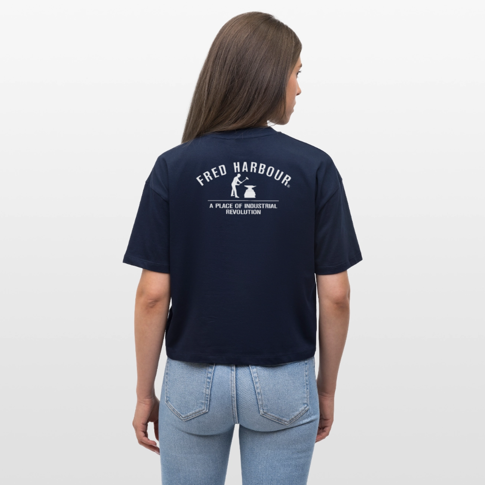 Women Boxy T-Shirt "Alps" - Navy