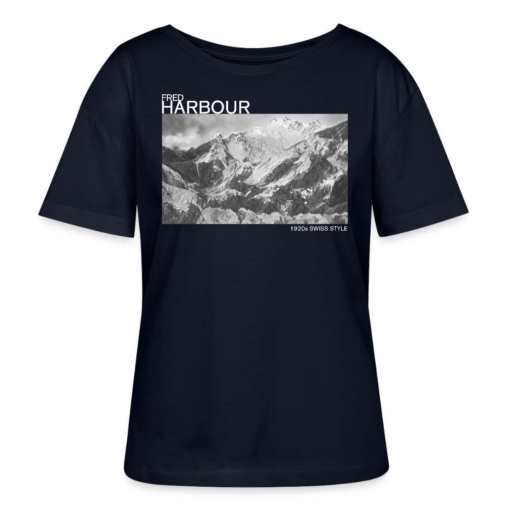 Relaxed Rundhals Women T-Shirt  "Alps" - Navy