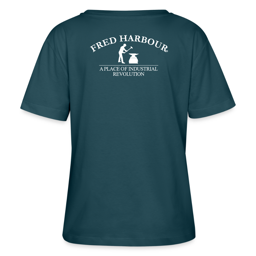 Relaxed Rundhals Women T-Shirt "Wings" - Dunkles Petrol