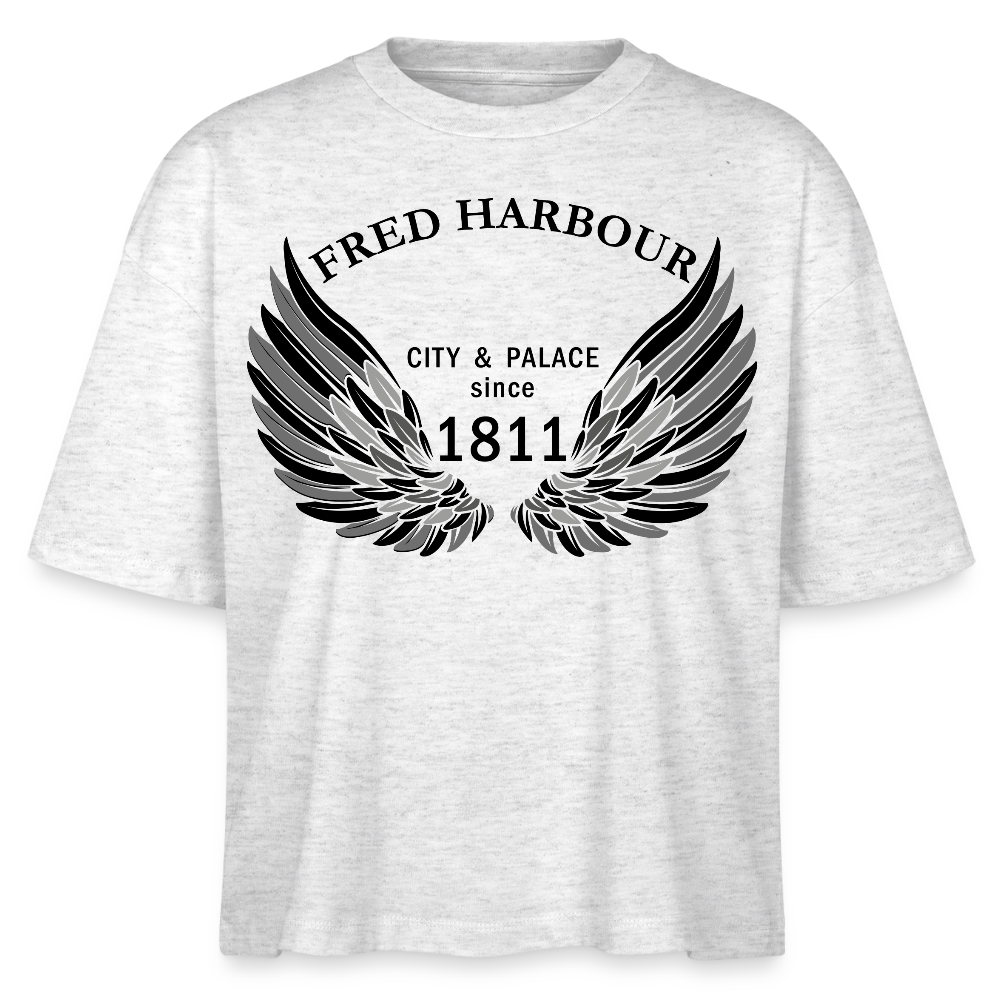 Women Boxy T-Shirt "Wings" - Weiß meliert