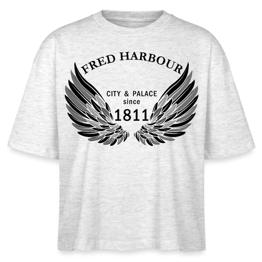 Women Boxy T-Shirt "Wings" - Weiß meliert