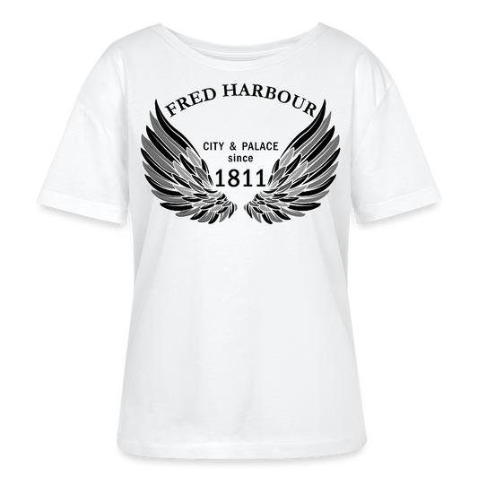 Relaxed Rundhals Women T-Shirt "Wings" - Weiß