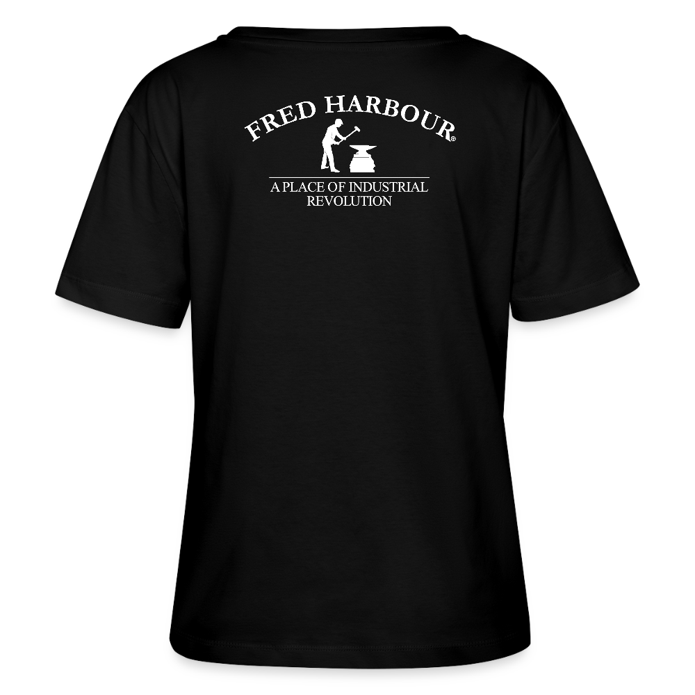 Relaxed Rundhals Women T-Shirt "Wings" - Schwarz