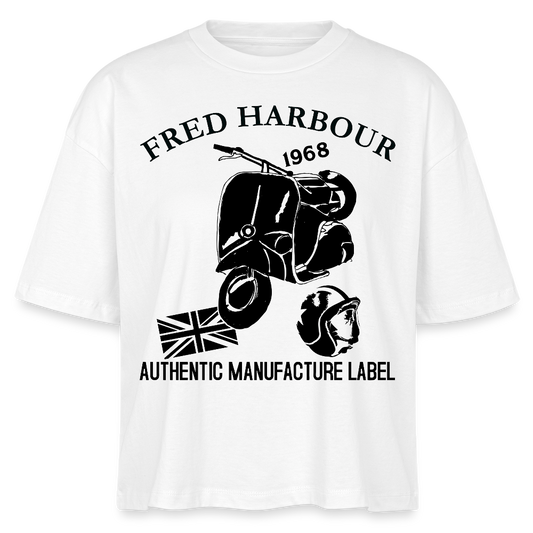 Women Boxy T-Shirt "MOD RIDE-sw" - Weiß