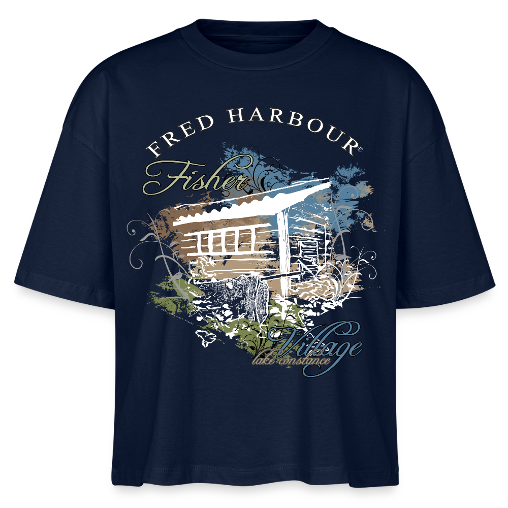 Women Boxy T-Shirt  „Fisher Village“ - Navy