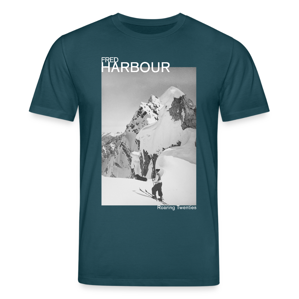 Unisex T-Shirt "Ski & Dog" - Dunkles Petrol