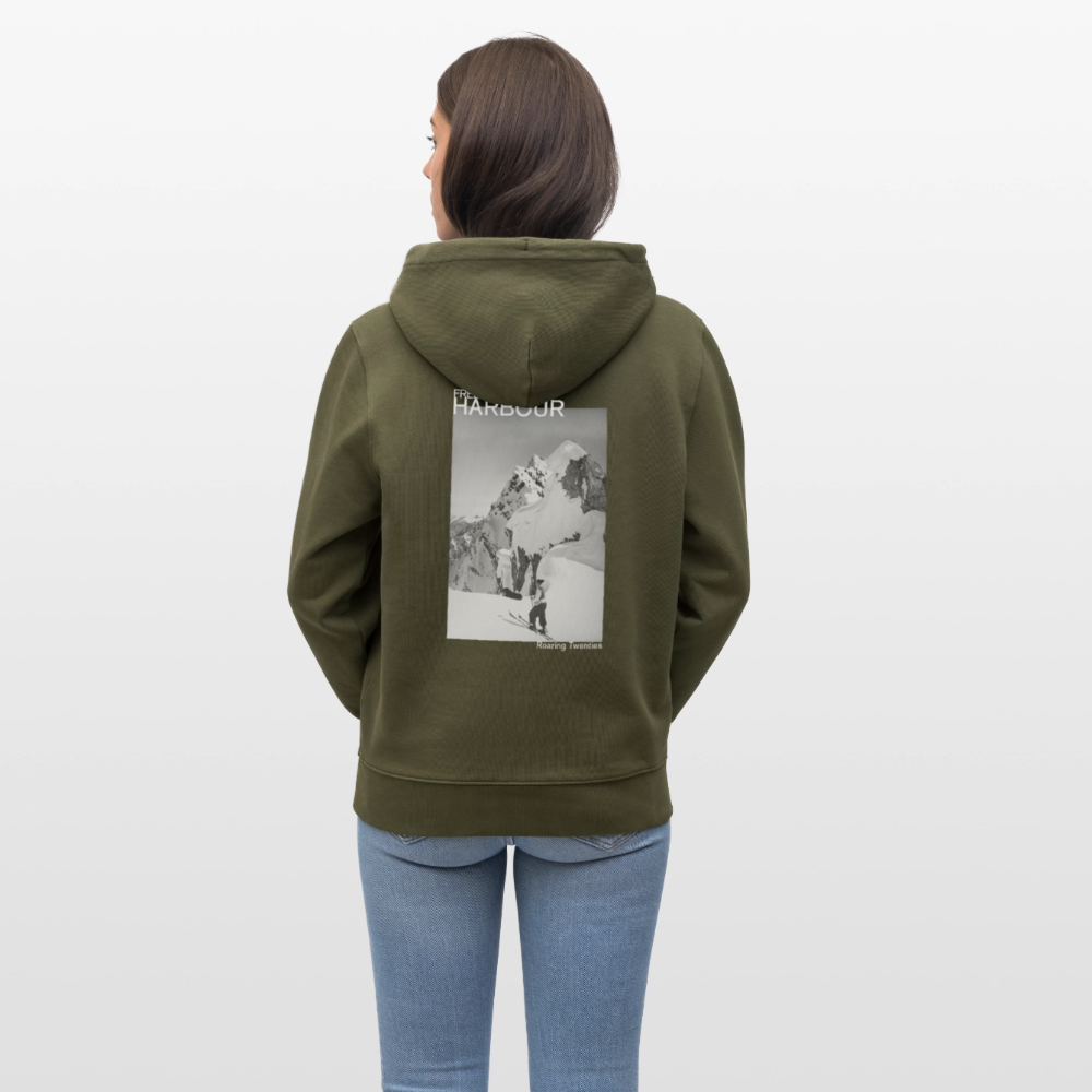 Unisex Hoodie "Ski & Dog" - Khaki Grün