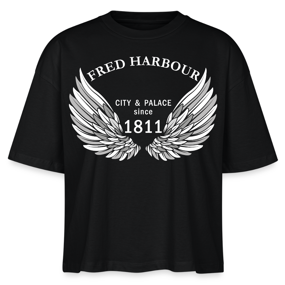 Women Boxy T-Shirt  "Wings" - Schwarz