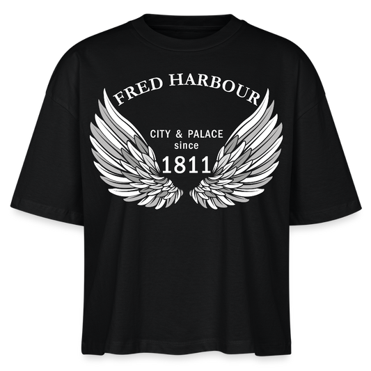 Women Boxy T-Shirt  "Wings" - Schwarz