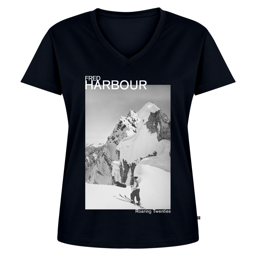 Women Premium T-Shirt  "Ski & Dog" - Navy