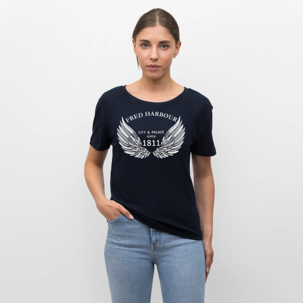 Relaxed Rundhals Women T-Shirt "Wings" - Navy