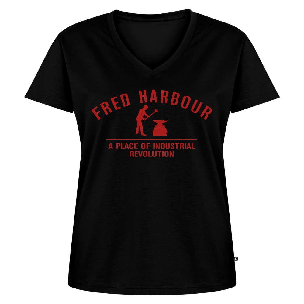 Women T-Shirt mit V-Ausschnitt "Classic red" - Schwarz