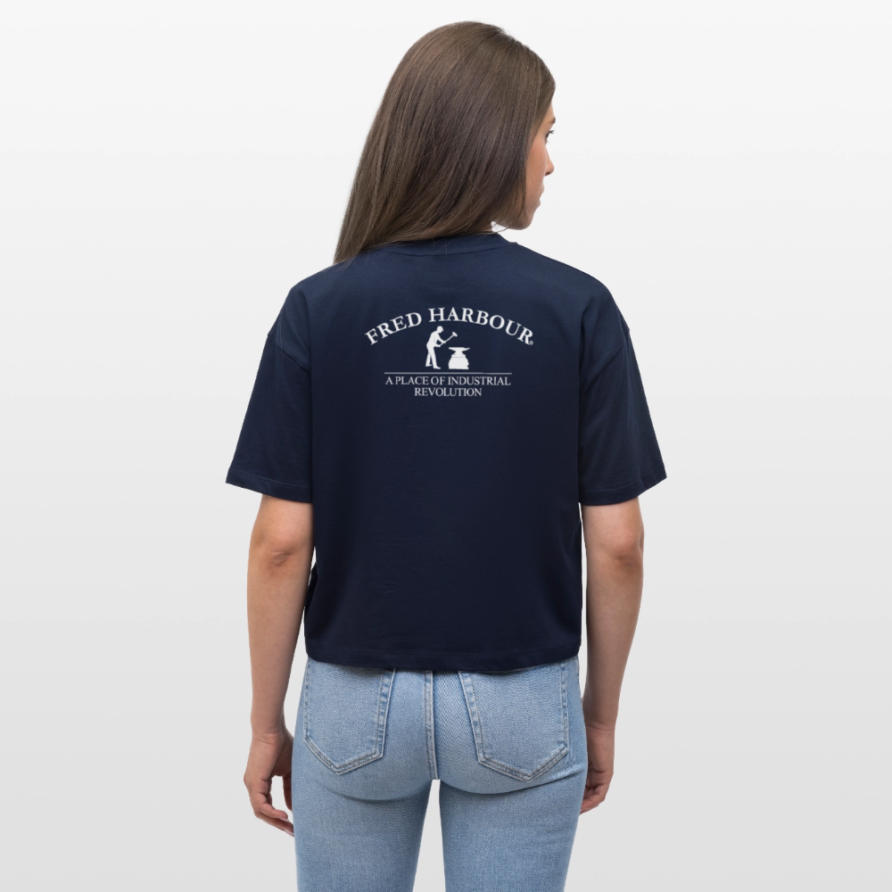 Women Boxy T-Shirt "MOD RIDE" - Navy