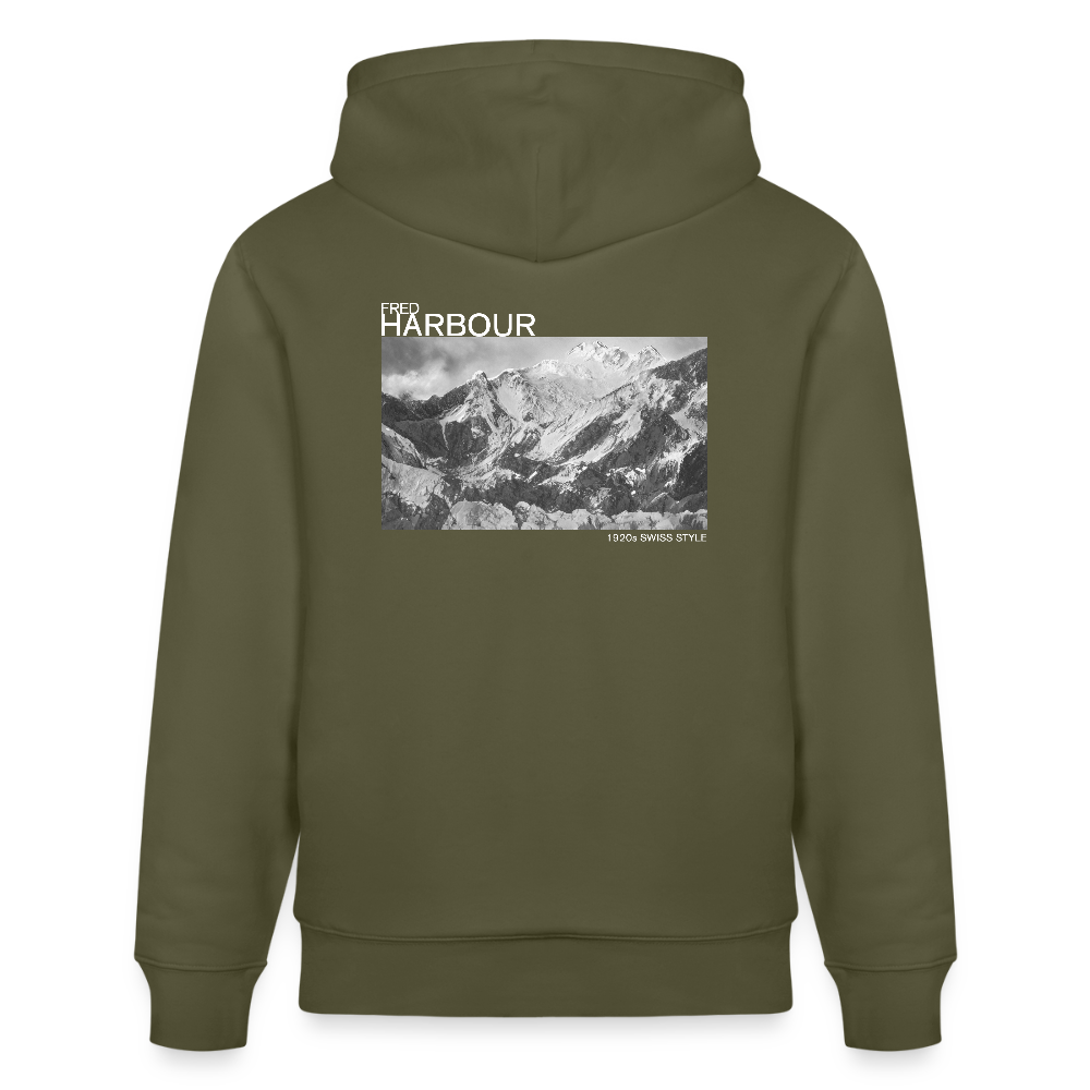 Unisex Hoodie Alps - Khaki Grün
