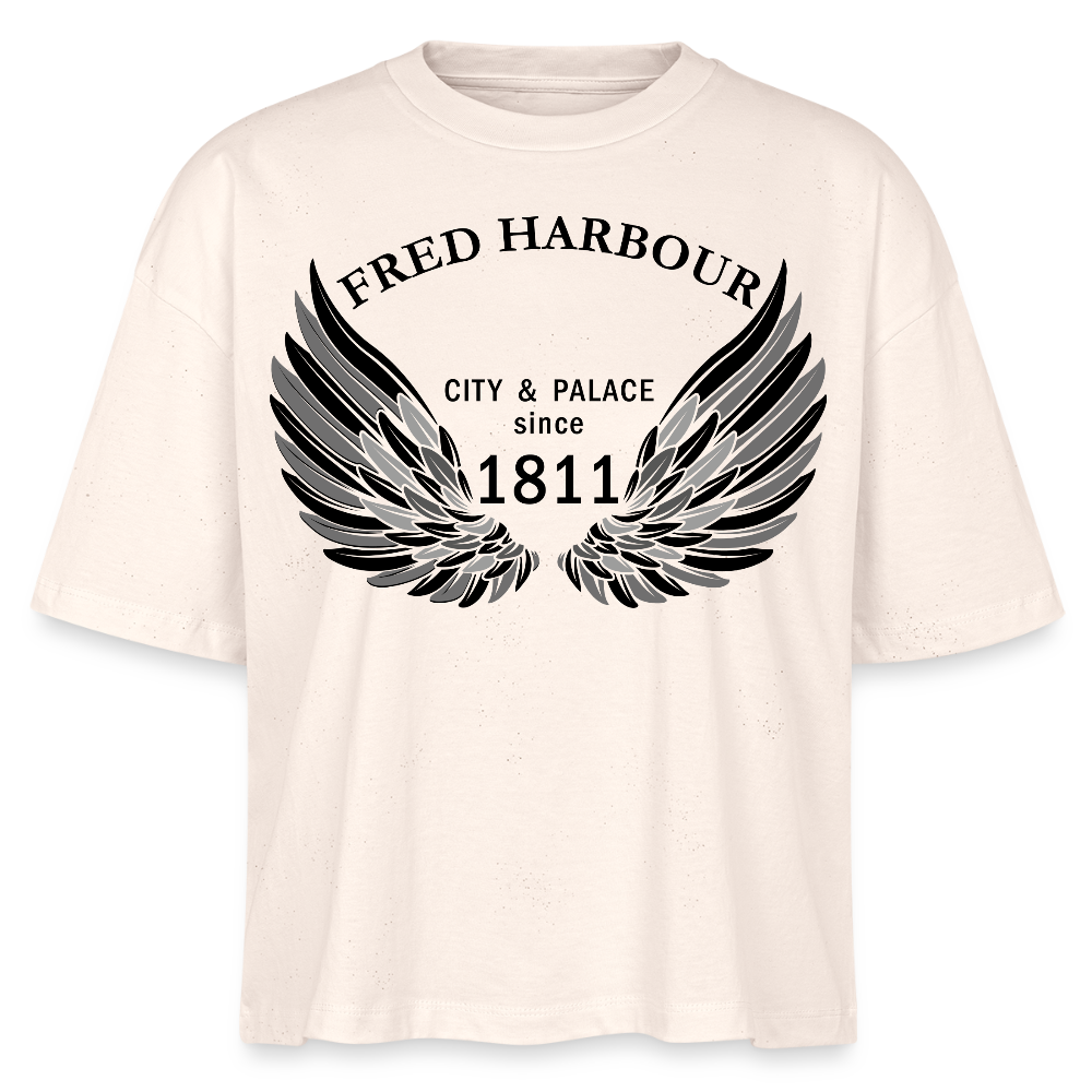Women Boxy T-Shirt "Wings" - Weißgrau