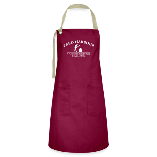 Kontrastschürze - Burgunderrot / Sandfarben