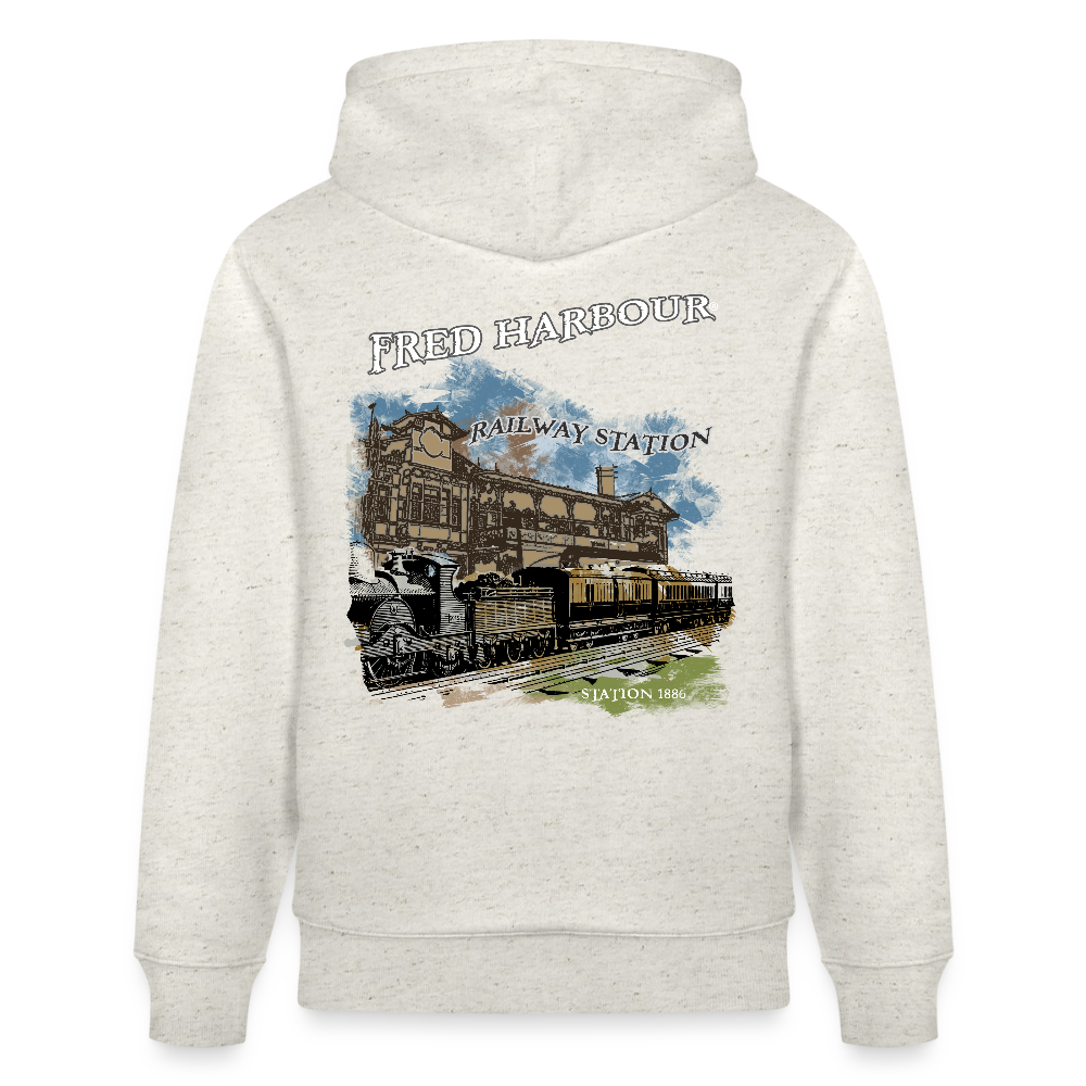 Unisex Hoodie "Station1886" - Beige meliert