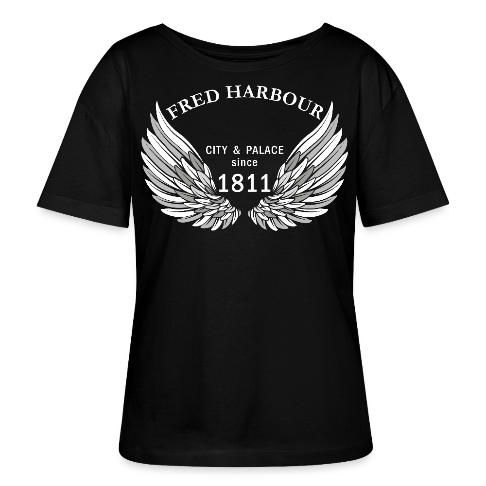 Relaxed Rundhals Women T-Shirt "Wings" - Schwarz