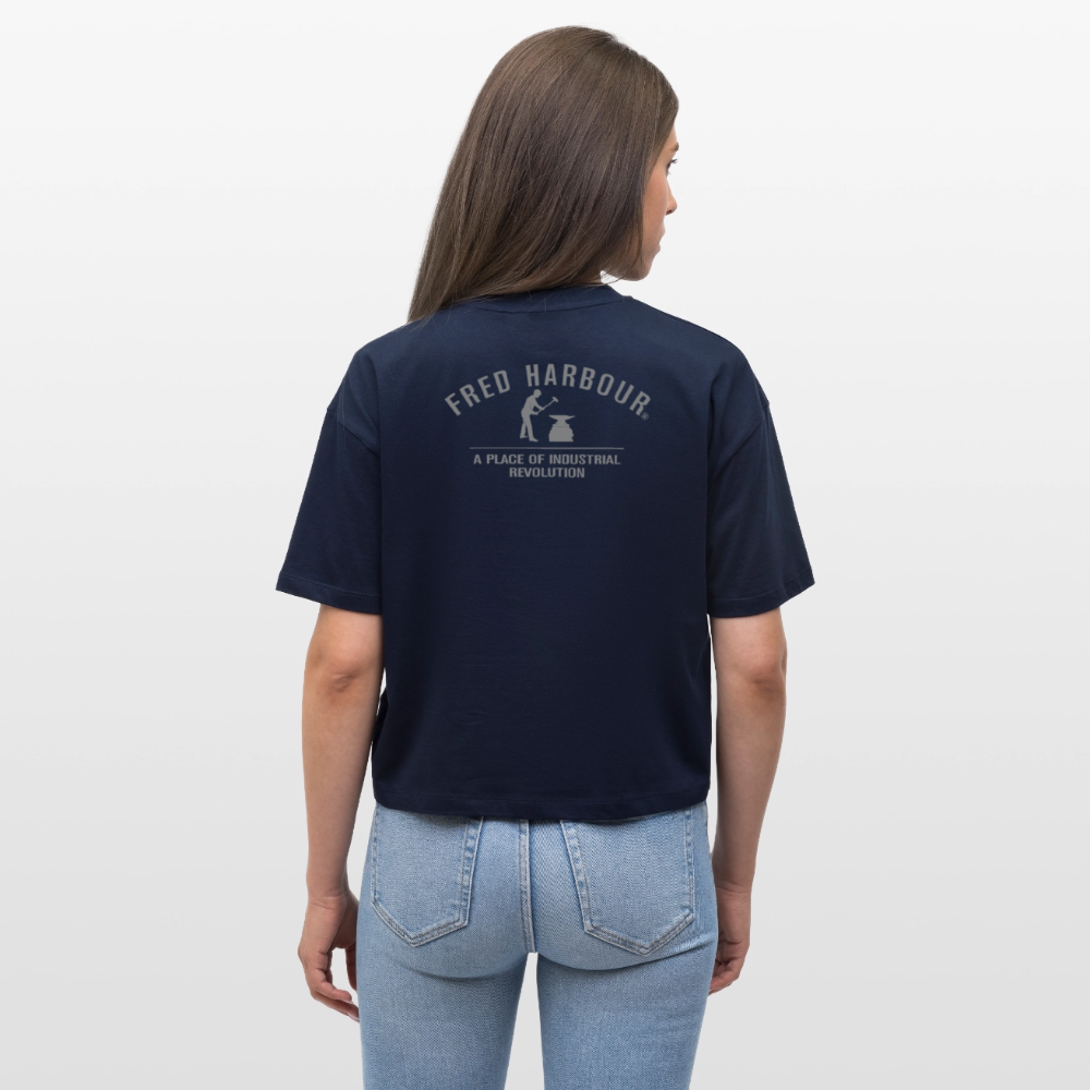 Women Boxy T-Shirt   „Fisher Village“ - Navy