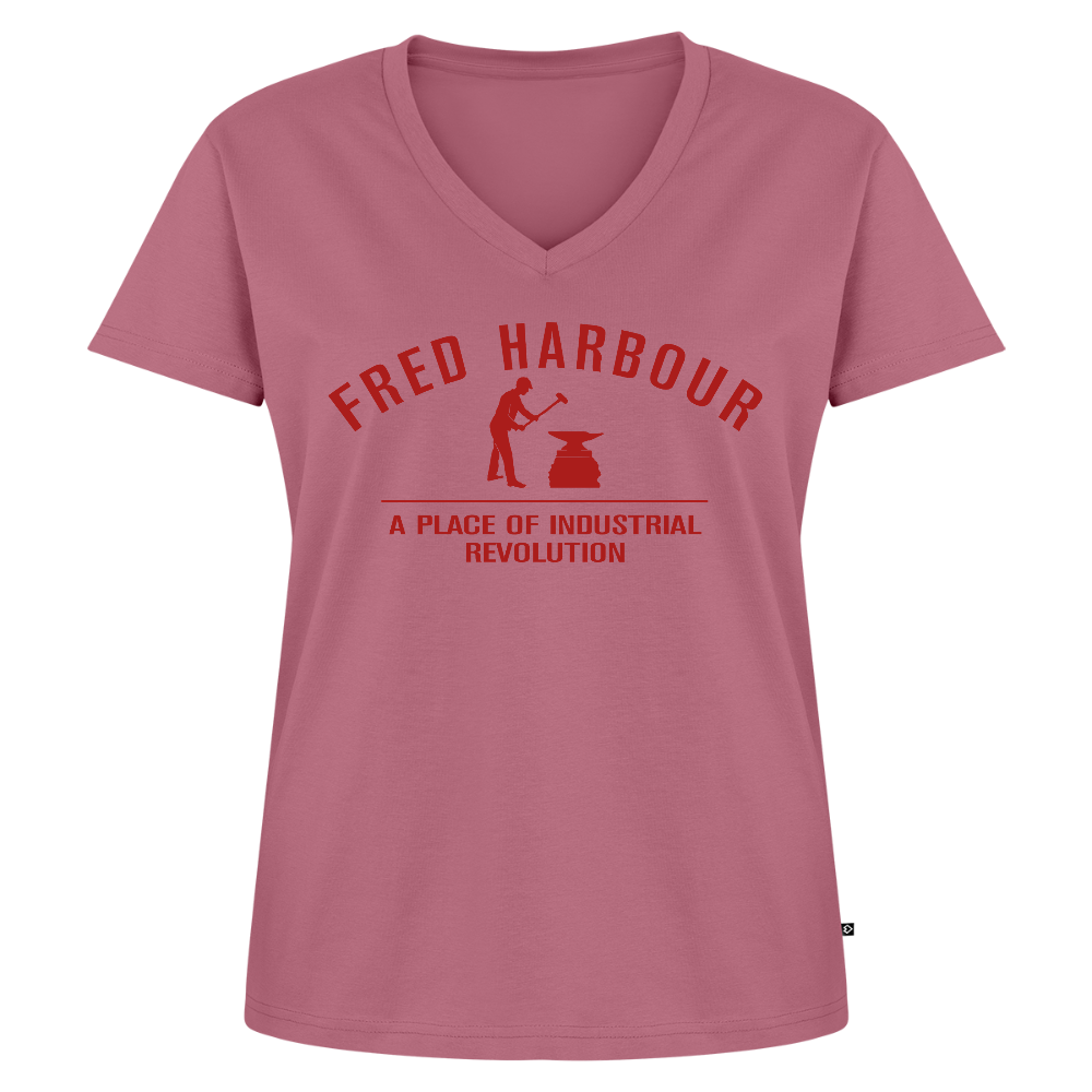 Women T-Shirt mit V-Ausschnitt "Classic red" - Mauve
