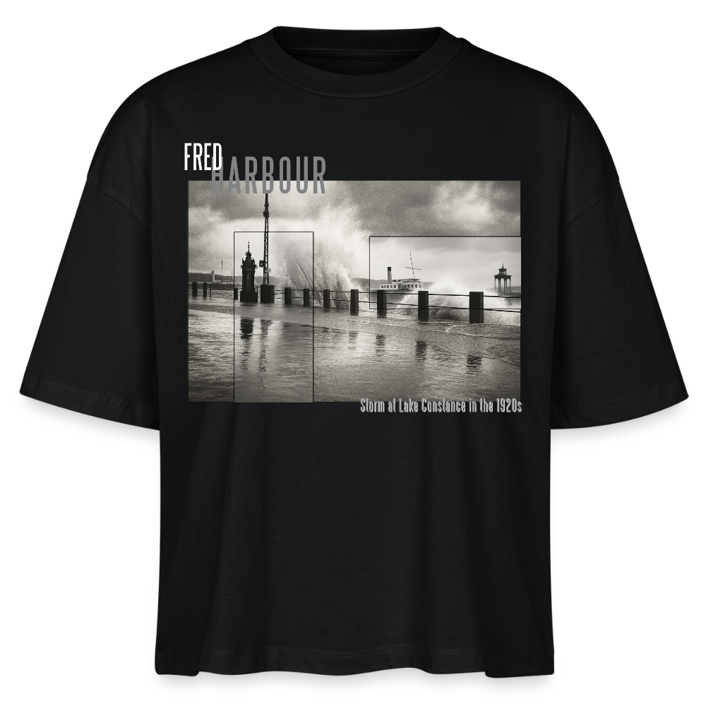 Women Boxy T-Shirt  "Storm" - Schwarz