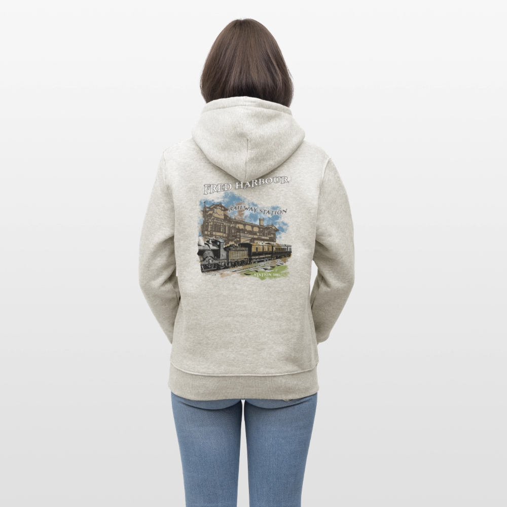Unisex Hoodie "Station1886" - Beige meliert