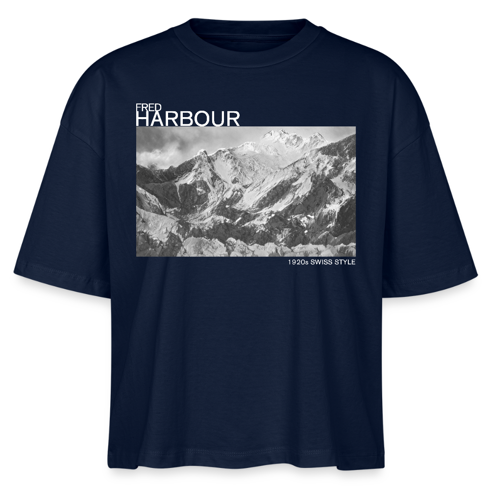 Women Boxy T-Shirt "Alps" - Navy