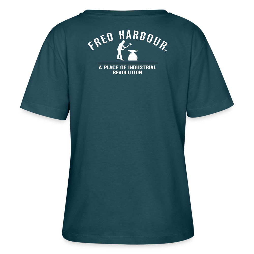 Relaxed Rundhals Women T-Shirt  "Alps" - Dunkles Petrol