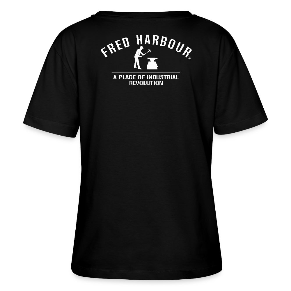 Relaxed Rundhals Women T-Shirt  "Alps" - Schwarz