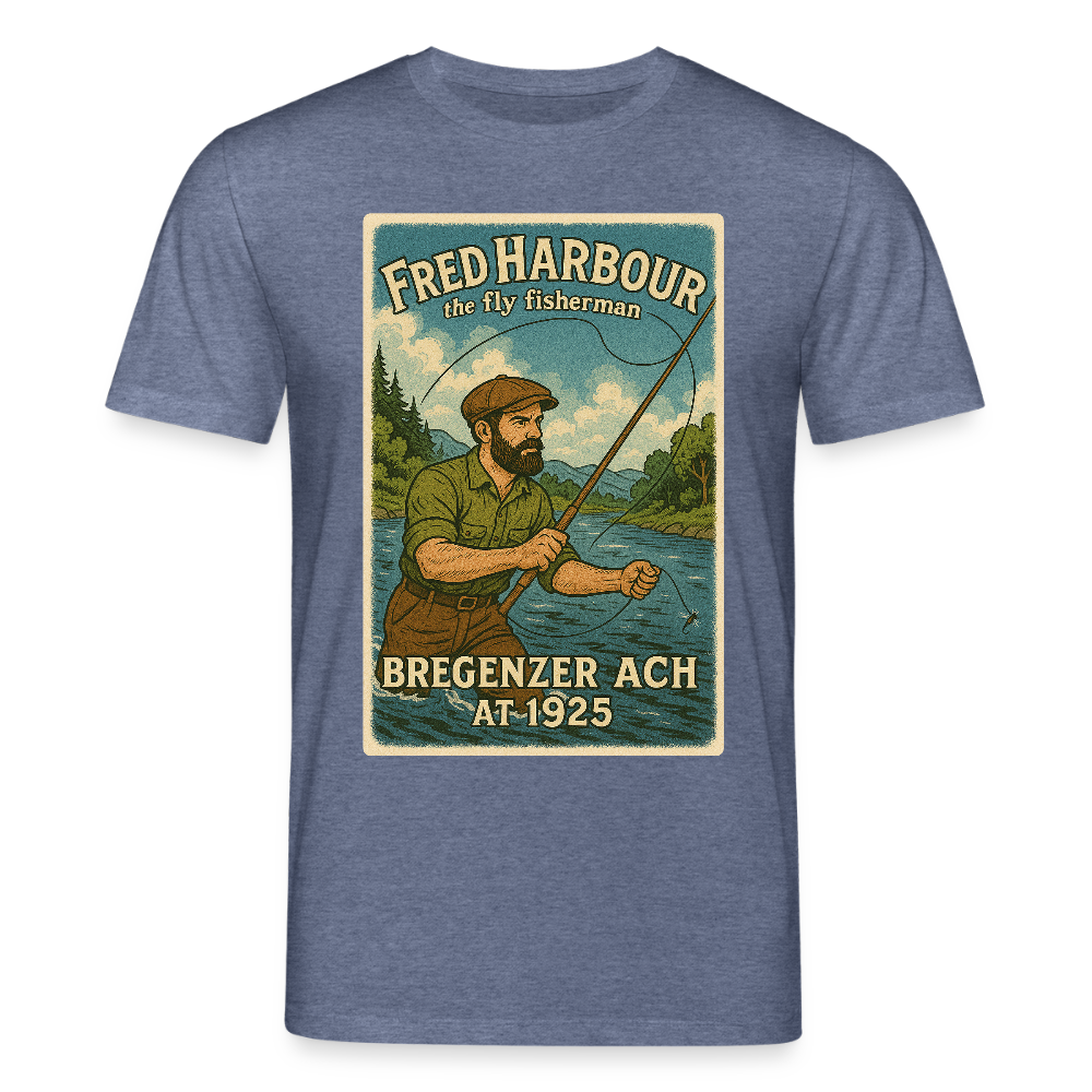 Unisex T-Shirt "The Fly Fisherman" - Dunkelblau meliert