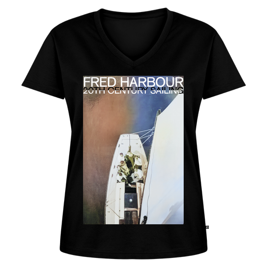 Women Premium V-Ausschnitt T-Shirt  "Sailing III" - Schwarz