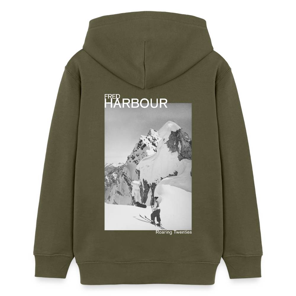 Teenager Unisex Hoodie "Ski & Dog" - Khaki
