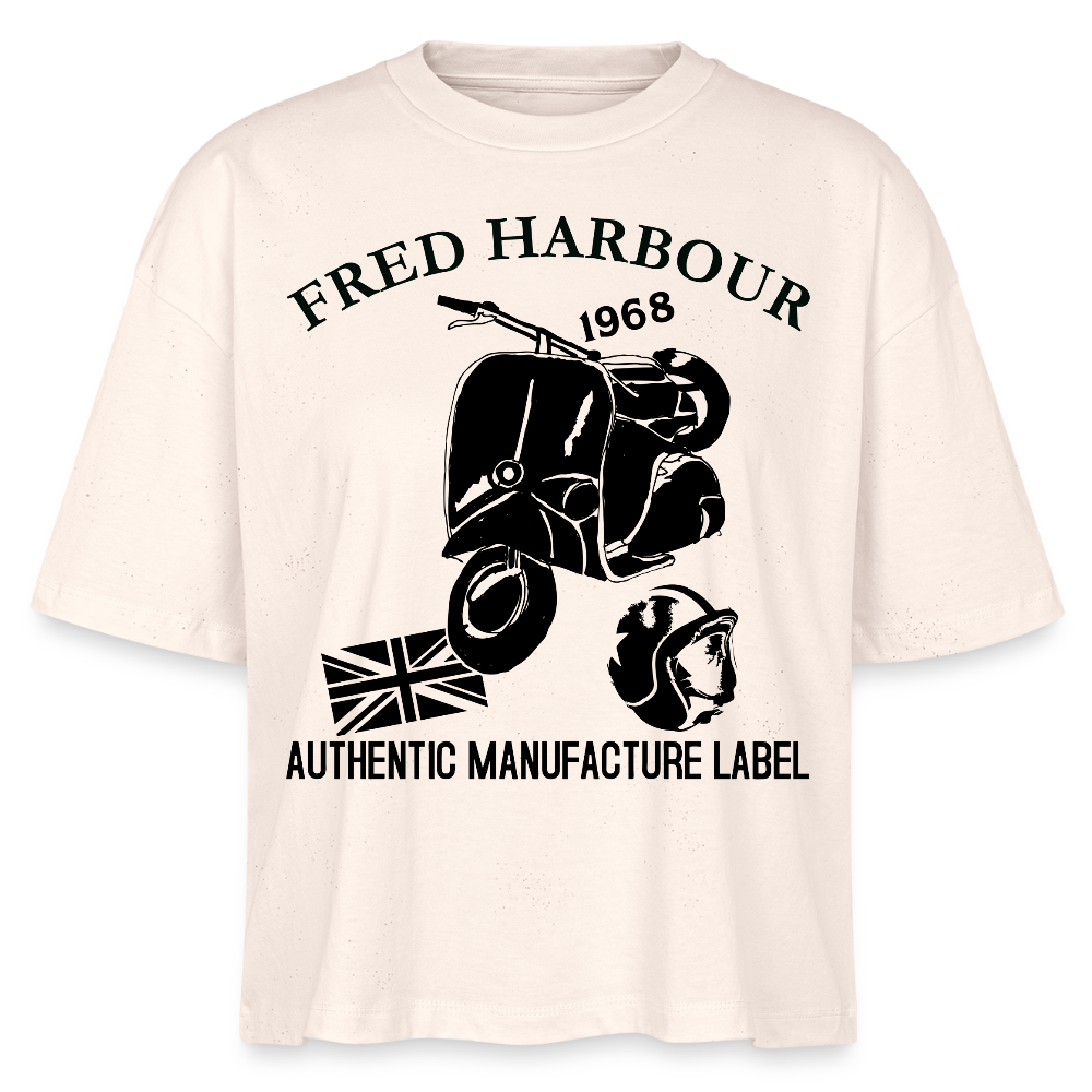 Women Boxy T-Shirt  "MOD RIDE-sw" - Weißgrau