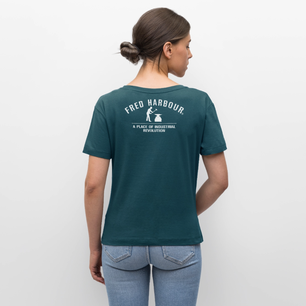 Relaxed Rundhals Women T-Shirt  "Alps" - Dunkles Petrol